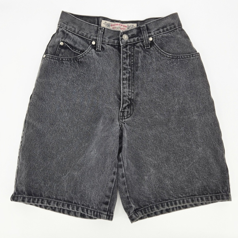 Levi 900 Series High Rise Black Acid Wash Denim Jorts Bermuda Shorts 7 90s Women
